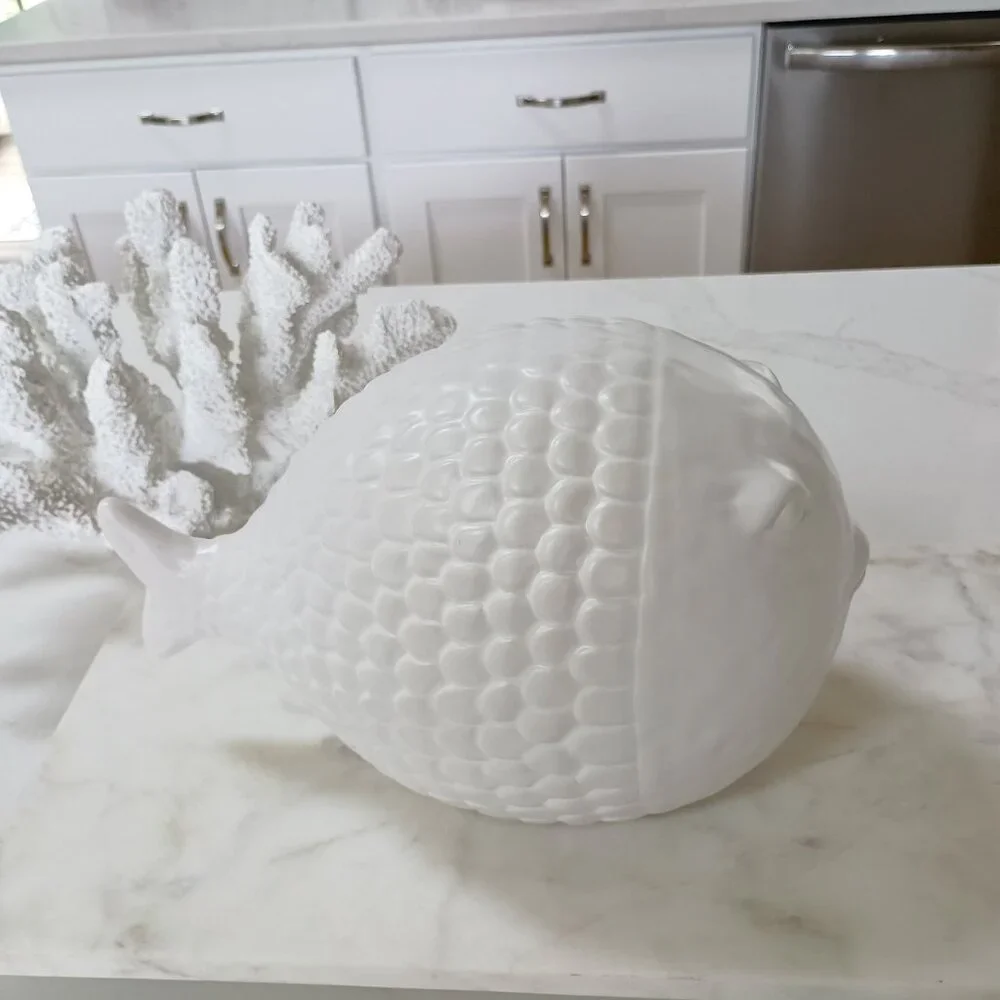 NEW! COASTAL COTTAGE BLOW FISH PUFFER DECOR